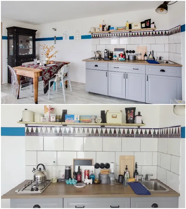 Зону кухни-столовой не стали загромождать большим количеством мебели и оборудования («Небанальный дачный домик», Истра). © Xenia Naletova.