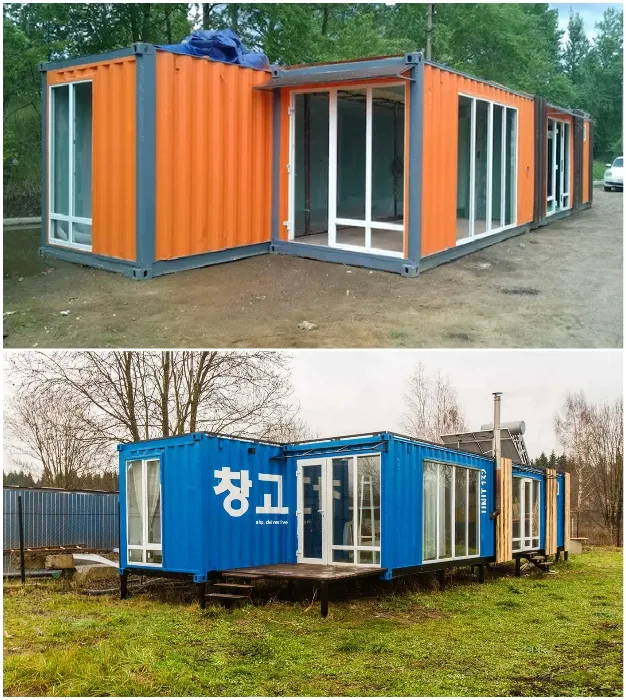 «Небанальный дачный домик» из 2 грузовых контейнеров: интересный проект от креативных супругов (Подмосковье, Истра). 
