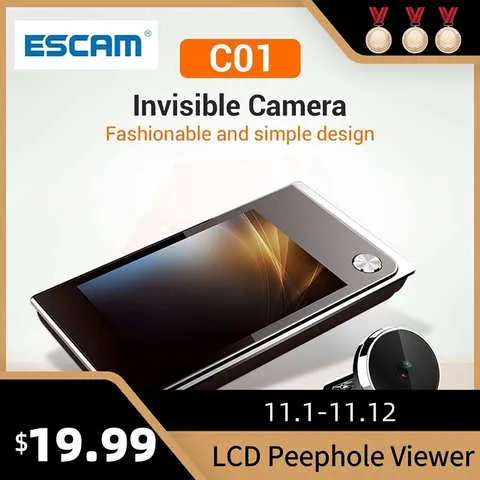 Камера-глазок Escam C01 с ЖК-дисплеем 3,5 дюйма, 120 градусов