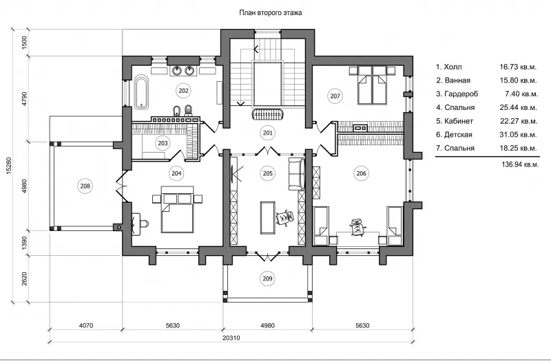 План 2 этажа частного дома