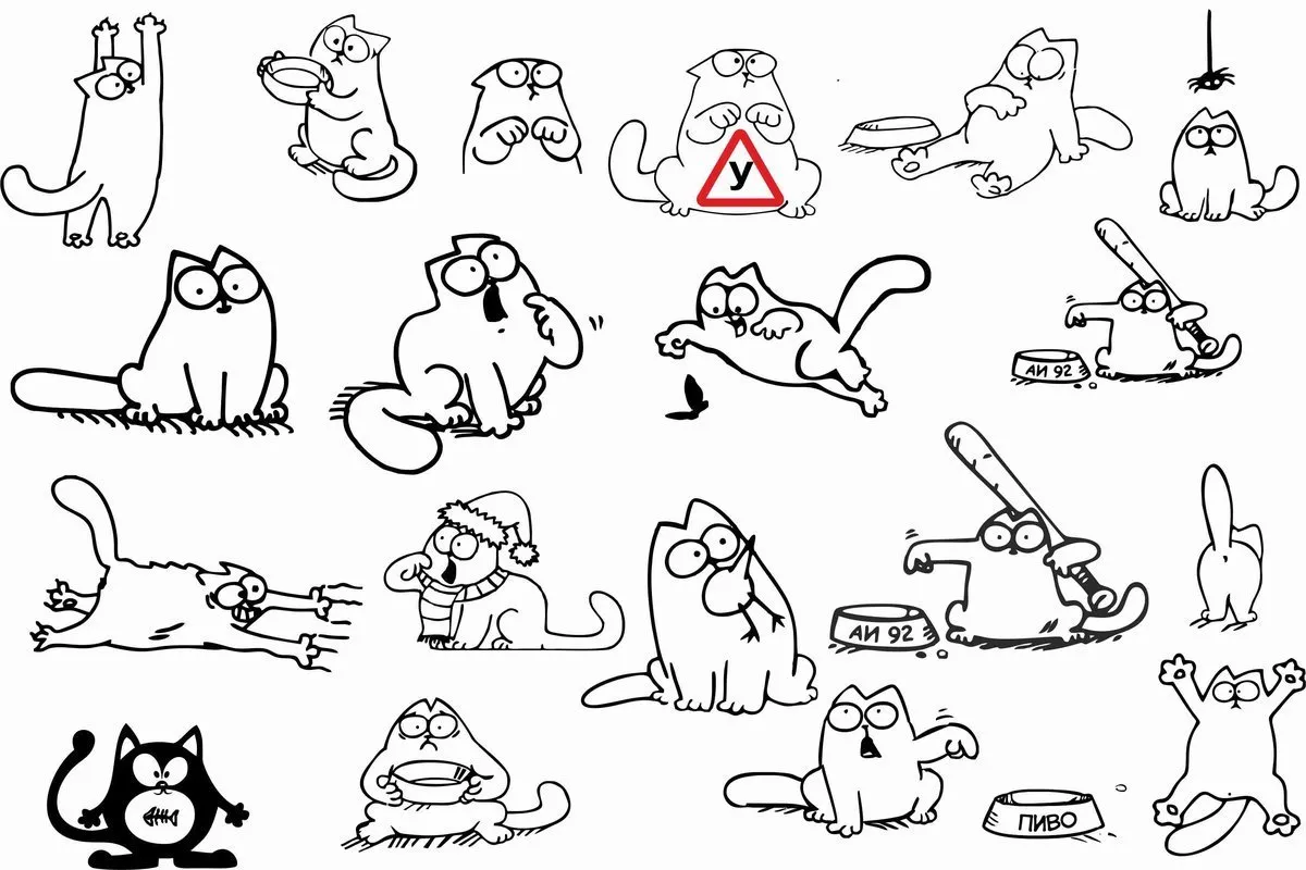 Рисунки для срисовки прикольные кот Саймон