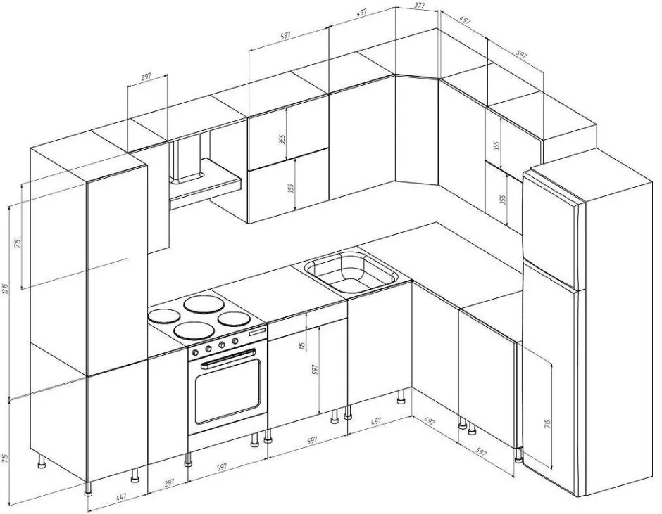 Кухня мебель чертеж
