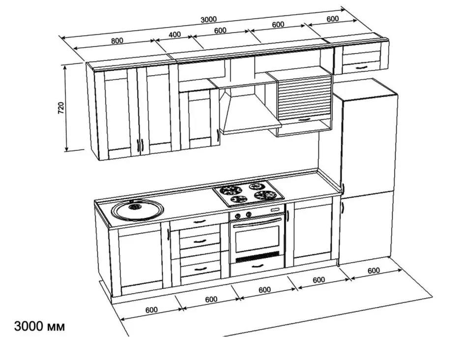 Гостиная и кухня совмещенная чертеж