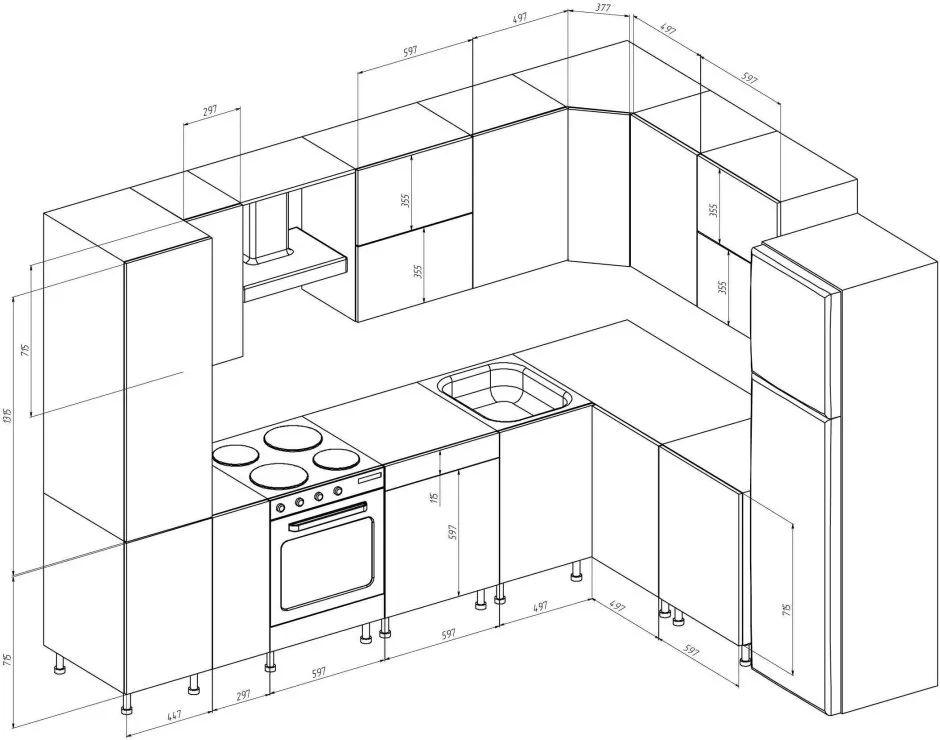 План расстановки мебели на кухне