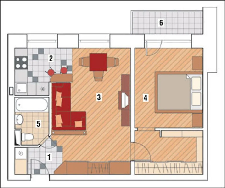 Обмерный план 2-х комнатной квартиры хрущевки